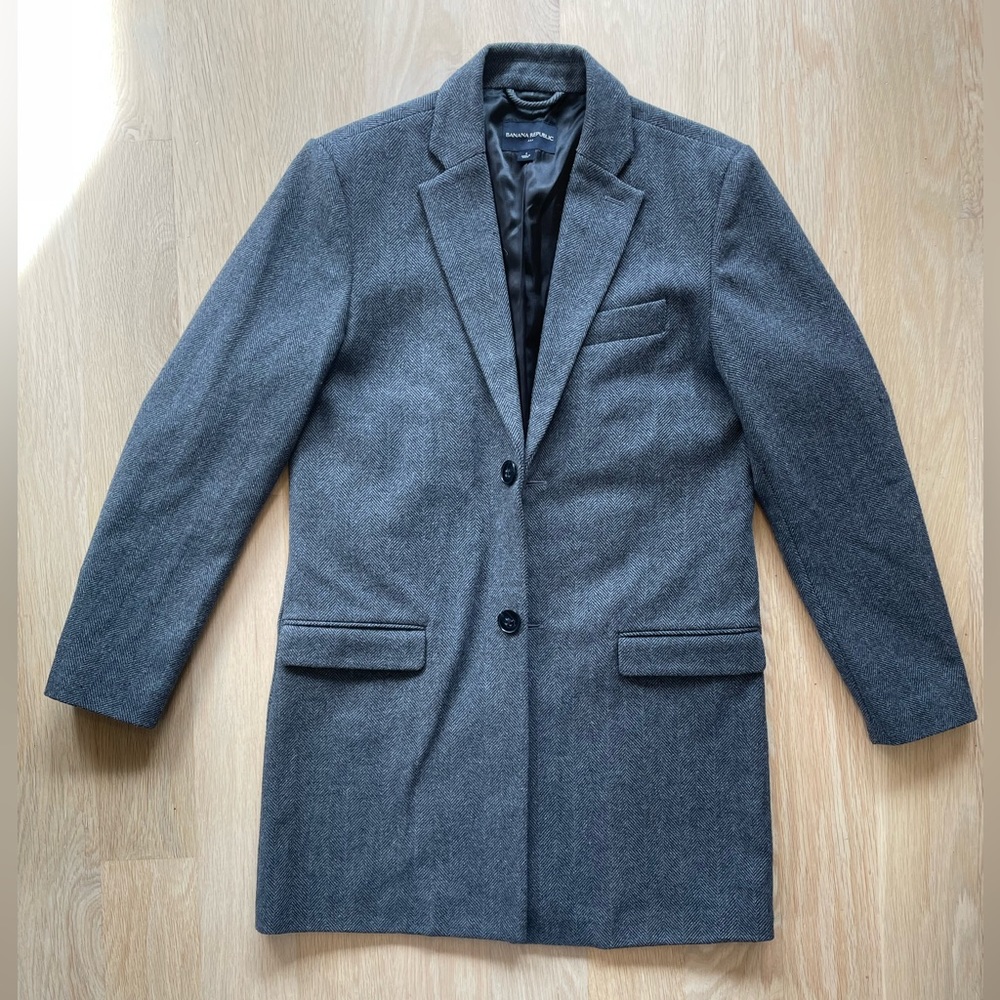 Banana Republic herringbone wool dress coat.